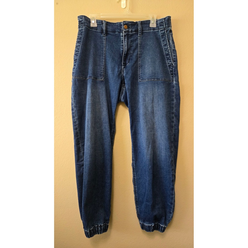 J.Crew Denim Joggers Womens 31 Medium Wash Utility Patch Pocket Elastic Waist - Picture 9 of 10